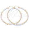 Oro Laminado Extra Large Hoop, Gold Filled Style Hollow Design, Diamond Cutting Finish, Tricolor, 5.138.012.1.70