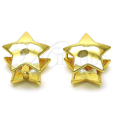 Oro Laminado Huggie Hoop, Gold Filled Style Star Design, Polished, Golden Finish, 02.163.0326.14