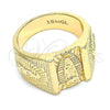 Oro Laminado Mens Ring, Gold Filled Style Guadalupe Design, Diamond Cutting Finish, Golden Finish, 01.185.0002.12 (Size 12)