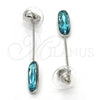 Rhodium Plated Long Earring, with Blue Zircon Swarovski Crystals, Polished, Rhodium Finish, 02.26.0152