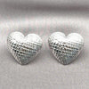 Rhodium Plated Stud Earring, Heart and Hollow Design, Diamond Cutting Finish, Rhodium Finish, 02.411.0041.1