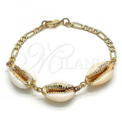 Oro Laminado Fancy Bracelet, Gold Filled Style Shell Design, Polished, Golden Finish, 03.63.2082.08