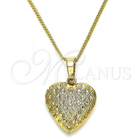 Oro Laminado Pendant Necklace, Gold Filled Style Heart Design, Polished, Golden Finish, 04.117.0008.20