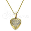 Oro Laminado Pendant Necklace, Gold Filled Style Heart Design, Polished, Golden Finish, 04.117.0008.20