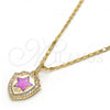 Oro Laminado Pendant Necklace, Gold Filled Style Star Design, with Amethyst Opal and White Micro Pave, Polished, Golden Finish, 04.63.1325.1.18