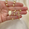 Oro Laminado Medium Rosary, Gold Filled Style Guadalupe and Crucifix Design, Polished, Golden Finish, 09.213.0020.26