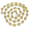 Oro Laminado Fancy Necklace, Gold Filled Style Puff Mariner Design, with White Micro Pave, Polished, Golden Finish, 04.63.1402.24