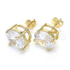 Oro Laminado Stud Earring, Gold Filled Style with White Cubic Zirconia, Polished, Golden Finish, 02.284.0013
