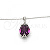 Rhodium Plated Pendant Necklace, Pave Mariner Design, with Amethyst Swarovski Crystals, Polished, Rhodium Finish, 04.239.0025.3.16