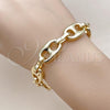 Oro Laminado Fancy Bracelet, Gold Filled Style Puff Mariner Design, Polished, Golden Finish, 03.429.0014.08