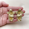 Oro Laminado Stud Earring, Gold Filled Style Flower Design, Diamond Cutting Finish, Golden Finish, 02.282.0058