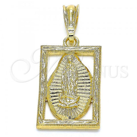 Oro Laminado Religious Pendant, Gold Filled Style Guadalupe Design, Polished, Golden Finish, 05.351.0140
