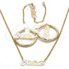 Oro Laminado Necklace, Bracelet and Earring, Gold Filled Style Polished, Tricolor, 06.63.0238.1