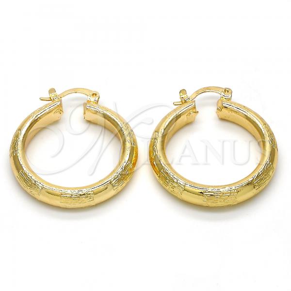 Oro Laminado Medium Hoop, Gold Filled Style Diamond Cutting Finish, Golden Finish, 02.170.0184.30