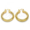 Oro Laminado Medium Hoop, Gold Filled Style Diamond Cutting Finish, Golden Finish, 02.170.0184.30