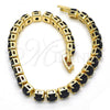 Oro Laminado Tennis Bracelet, Gold Filled Style with Black Cubic Zirconia, Polished, Golden Finish, 03.221.0056.3.08