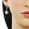 Oro Laminado Dangle Earring, Gold Filled Style Ball Design, Polished, Golden Finish, 02.213.0604