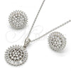 Sterling Silver Earring and Pendant Adult Set, with White Cubic Zirconia, Polished, Rhodium Finish, 10.286.0001