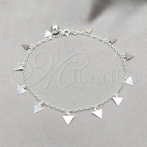 Sterling Silver Fancy Anklet, Polished, Silver Finish, 03.409.0065.10