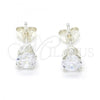 Sterling Silver Stud Earring, with White Cubic Zirconia, Polished, Silver Finish, 02.63.2606