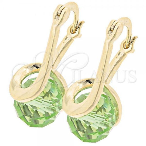 Oro Laminado Small Hoop, Gold Filled Style Spiral Design, with Peridot Crystal, Polished, Golden Finish, 5.120.018