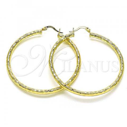 Oro Laminado Large Hoop, Gold Filled Style Diamond Cutting Finish, Golden Finish, 02.213.0251.1.50