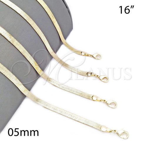Oro Laminado Basic Necklace, Gold Filled Style Herringbone Design, Polished, Golden Finish, 04.213.0175.16