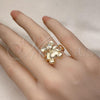 Oro Laminado Multi Stone Ring, Gold Filled Style Teddy Bear Design, with White Crystal, Polished, Golden Finish, 01.372.0003