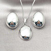 Rhodium Plated Earring and Pendant Adult Set, Polished, Rhodium Finish, 10.163.0030