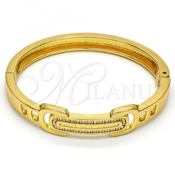 Gold Tone Individual Bangle, with White Crystal, Polished, Golden Finish, 07.252.0011.05.GT (13 MM Thickness, Size 5 - 2.50 Diameter)
