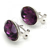 Rhodium Plated Stud Earring, with Amethyst Swarovski Crystals, Polished, Rhodium Finish, 02.239.0015.7