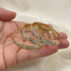Gold Plated Dozen Bangle, Diamond Cutting Finish, Tricolor, 03.08.0088.02 (06 MM Thickness, Size 2 - 1.75 Diameter)