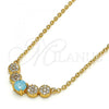 Oro Laminado Pendant Necklace, Gold Filled Style with Aqua Blue and White Cubic Zirconia, Polished, Golden Finish, 04.213.0035.2.16