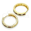 Oro Laminado Huggie Hoop, Gold Filled Style with Garnet and White Cubic Zirconia, Polished, Golden Finish, 02.267.0015.3.25