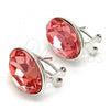 Rhodium Plated Stud Earring, with Rose Peach Swarovski Crystals, Polished, Rhodium Finish, 02.239.0015.6