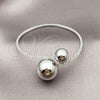 Rhodium Plated Individual Bangle, Ball Design, with White Cubic Zirconia, Polished, Rhodium Finish, 07.421.0003.1