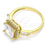 Oro Laminado Multi Stone Ring, Gold Filled Style with White Cubic Zirconia, Polished, Golden Finish, 01.210.0129.08
