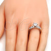 Rhodium Plated Multi Stone Ring, with White Cubic Zirconia, Polished, Rhodium Finish, 01.99.0050.1.08 (Size 8)