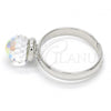 Rhodium Plated Multi Stone Ring, Ball Design, with Vitrail Light Swarovski Crystals, Polished, Rhodium Finish, 01.239.0006.2 (One size fits all)
