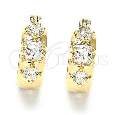 Oro Laminado Small Hoop, Gold Filled Style with White Cubic Zirconia, Polished, Golden Finish, 02.97.0101.15