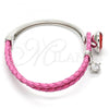 Rhodium Plated Individual Bangle, Teardrop Design, with Padparadscha Swarovski Crystals and White Micro Pave, Polished, Rhodium Finish, 07.239.0002.9 (03 MM Thickness, One size fits all)