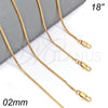 Oro Laminado Basic Necklace, Gold Filled Style Box Design, Polished, Golden Finish, 04.317.0003.18