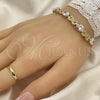 Oro Laminado Tennis Bracelet, Gold Filled Style Hugs and Kisses Design, with White Cubic Zirconia, Polished, Golden Finish, 03.206.0001.8.07