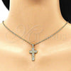 Oro Laminado Religious Pendant, Gold Filled Style Crucifix Design, with White Micro Pave, Polished, Golden Finish, 05.342.0092