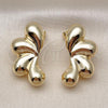 Oro Laminado Stud Earring, Gold Filled Style Hollow Design, Polished, Golden Finish, 02.428.0035