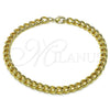 Oro Laminado Basic Anklet, Gold Filled Style Miami Cuban Design, Polished, Golden Finish, 03.63.2284.10