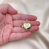 Oro Laminado Locket Pendant, Gold Filled Style Heart and Butterfly Design, with White Micro Pave, Polished, Golden Finish, 05.341.0079