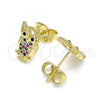 Oro Laminado Stud Earring, Gold Filled Style with White Cubic Zirconia, Polished, Golden Finish, 02.156.0546.1
