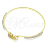 Oro Laminado Individual Bangle, Gold Filled Style Elephant Design, with White Micro Pave and White Crystal, Polished, Golden Finish, 07.193.0033.04