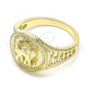 Oro Laminado Elegant Ring, Gold Filled Style Elephant Design, Polished, Golden Finish, 01.351.0010.08 (Size 8)